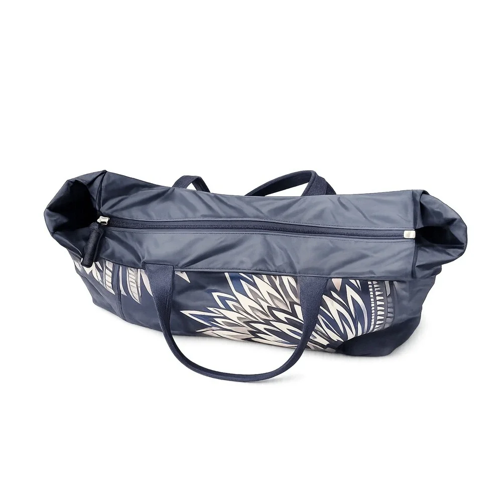 Tory Burch Ella Packable Tote Large Navy Eden (Floral Scarf) Print Nylon - Picture 3 of 6